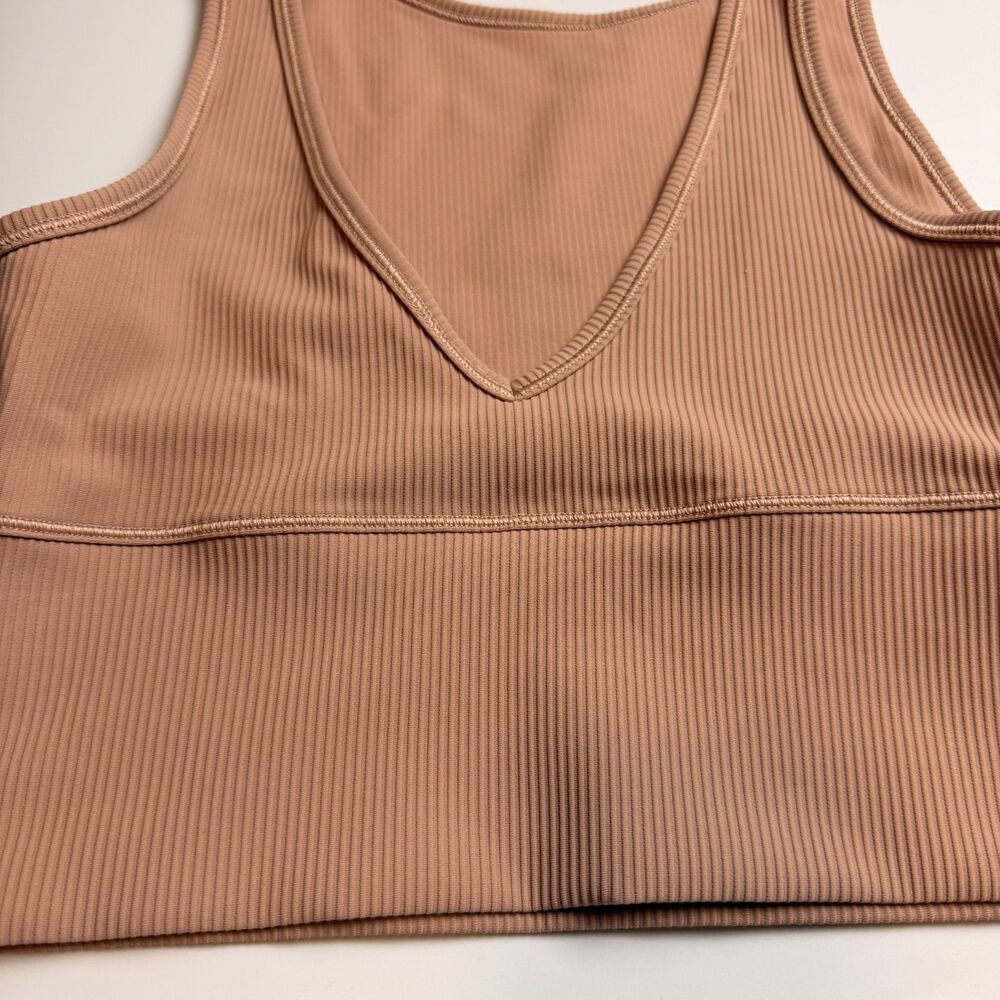 Lululemon Power Pivot Ribbed Cropped Tank Top Nude Size 4 Pink Clay - Picture 8 of 12